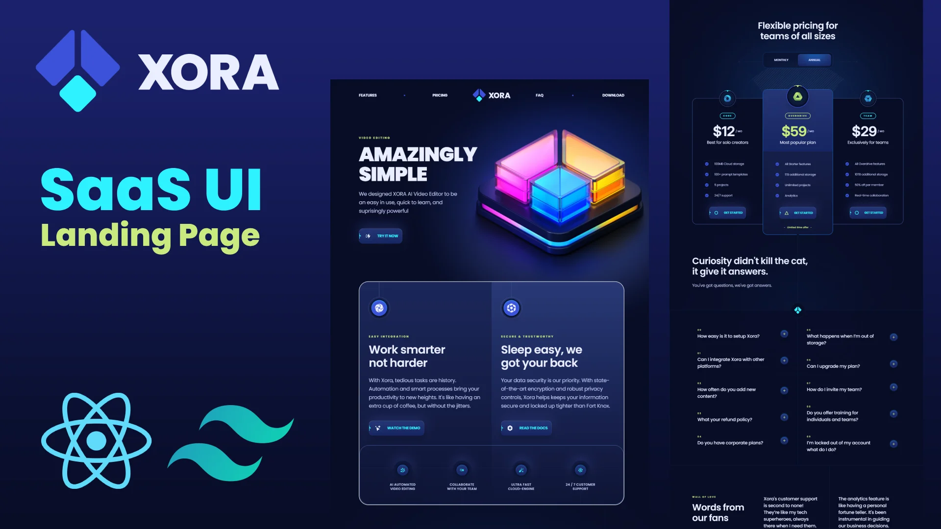 Screenshot of Xora SaaS UI project